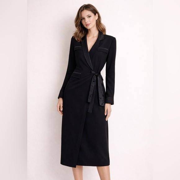 Diane Von Furstenberg Dresses & Skirts - Diane Von Furstenberg Black Wool silk Blend wrap Dress size 10 chic